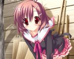  blush brown_hair game_cg hattori_aya koiiro_soramoyou red_eyes ruchie seifuku short_hair 