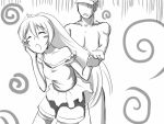  blush_stickers chus closed_eyes confused grayscale greyscale long_hair monochrome open_mouth shorts shy strap_slip sukone_tei swirls thighhighs tsundere utau wrist_grab 