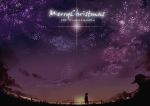  absurdres from_behind highres kazatabi_lee merry_christmas night night_sky original sky solo standing star_(sky) starry_sky sunset 