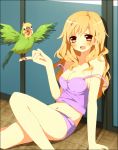  bird blonde_hair brown_eyes hinase_haruka inko long_hair midriff parrot strap_slip takasu_yasuko toradora! 