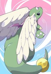 alternate_color alternate_shiny_pokemon claws closed_mouth colored_skin dragon dragonite feathered_wings full_body head_wings highres horns kokodari mega_dragonite mega_pokemon no_humans pokemon pokemon_(creature) pokemon_focus pokemon_legends:_z-a shiny_pokemon single_horn solo tail wings