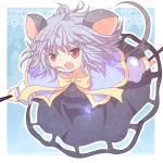  animal_ears capelet dowsing_rod dowsing_rods grey_hair jewelry koza mouse_ears mouse_tail nazrin pendant red_eyes solo tail touhou 
