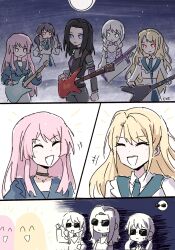  5girls bang_dream! black_hair blonde_hair chihaya_anon commentary_request eyewear_on_head eze6688z futaba_tsukushi glasses highres kirigaya_toko long_hair multiple_girls open_mouth pink_hair smile sunglasses twintails wakamiya_eve wakana_rei 