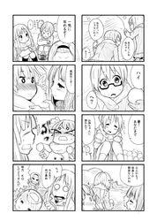  6girls akiyama_mio blood blush closed_eyes coat comic glasses hairband hirasawa_ui hirasawa_yui k-on! manabe_nodoka monochrome multiple_girls nosebleed nukunuku o_o ponytail scarf skirt smile snow snowball snowball_fight snowman squatting surprised suzuki_jun sweatdrop tainaka_ritsu translated translation_request 