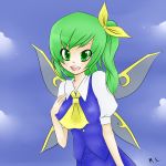  daiyousei fairy green_eyes green_hair short_hair suikasen touhou wings 