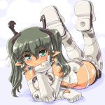  alternate_costume busou_shinki dd_(artist) doll_joints green_eyes green_hair lying pointy_ears twintails valona 