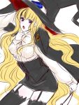  :o blonde_hair cape corset garter_belt hat leaning_forward lilith long_hair long_sleeves purple_eyes simple_background sketch skirt solo thigh-highs thighhighs violet_eyes wavy_hair work_in_progress yami_to_boushi_to_hon_no_tabibito zettai_ryouiki 