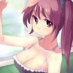  cleavage original red_eyes red_hair redhead saiste side_ponytail solo 