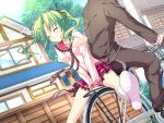  bike game_cg green_hair hoshizora_e_kakaru_hashi necktie ryohka seifuku tie toudou_koyori twintails 