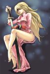  bare_legs blonde_hair closed_eyes eyes_closed feet hair_over_one_eye katana legs long_hair long_legs no_panties original shaded_face sitting solo sword thighs vietnamese_dress vissa_(dder333) weapon wristband 