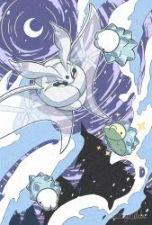  alternate_color animal_focus bug crescent_moon debudebumetabo forest frosmoth full_body highres moon moth nature night night_sky no_humans pokemon pokemon_(creature) pokemon_focus shiny_pokemon sky snom sparkle tree 