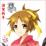  brown_eyes brown_hair chibi hayashiya_zangourou hayashiya_zankurou hirasawa_ui hirasawa_yui japanese_clothes k-on! kimono knife nakano_azusa o_o ponytail short_hair when_you_see_it 