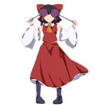 ascot black_hair bow covering covering_eyes covering_face detached_sleeves hair_bow hakurei_reimu miko solo touhou umakatsuhai 