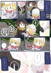  blue_eyes brown_hair comic giselebon hand_holding holding_hands maribel_hearn smile touhou translated tripping usami_renko 