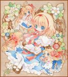  ahoge alice_margatroid blonde_hair blue_eyes book bow capelet doll flower hairband haneo_(hao) long_hair pantyhose shanghai shanghai_doll short_hair solo touhou white_legwear white_pantyhose 