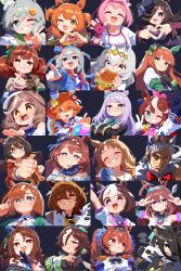  6+girls :d :t ;d agnes_tachyon_(umamusume) black_hair blue_eyes breasts brown_eyes brown_hair burger closed_eyes daiwa_scarlet_(umamusume) ear_covers eating el_condor_pasa_(umamusume) finger_heart food four-finger_heart_hands gold_ship_(umamusume) grass_wonder_(umamusume) green_eyes grey_hair grin haru_urara_(umamusume) heart heart_hands highres holding holding_burger holding_food ikuno_dictus_(umamusume) king_halo_(umamusume) light_blush long_hair looking_at_viewer manhattan_cafe_(umamusume) matikanefukukitaru_(umamusume) matikanetannhauser_(umamusume) mayano_top_gun_(umamusume) medium_breasts mejiro_mcqueen_(umamusume) mihono_bourbon_(umamusume) multiple_girls nice_nature_(umamusume) no_lineart oguri_cap_(umamusume) ojou-sama_pose one_eye_closed open_mouth orange_eyes orange_hair pink_hair pointing pointing_at_viewer pout purple_hair red_eyes rice_shower_(umamusume) seiun_sky_(umamusume) shade short_hair silence_suzuka_(umamusume) single_ear_cover smile special_week_(umamusume) super_creek_(umamusume) tamamo_cross_(umamusume) tokai_teio_(umamusume) umamusume v v-shaped_eyebrows violet_eyes vodka_(umamusume) waonaolmao white_hair yellow_eyes 