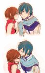  1girl couple happy higure_machiko jpeg_artifacts kaito kiss meiko scarf vocaloid 