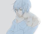  ayumuta bad_id blue kaito male portrait sad scar solo tears vocaloid 