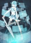  bangs blue_hair cursor curved_monitor cyber floating_screen holographic_interface holographic_monitor mechanical_parts original os os-tan personification screen solo tachibana_yukiji thighhighs zettai_ryouiki 