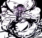  bad_id f7(eiki) monochrome red_eyes remilia_scarlet solo spot_color touhou wings 