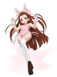  brown_eyes brown_hair bunny_ears bunnysuit highres idolmaster loafers long_hair minase_iori shoes thigh-highs thighhighs wata_do_chinkuru wata_domingez wrist_cuffs 