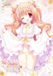  angel_wings breasts cleavage dress fang feathers flower frilled_dress frills hairband long_hair navel open_mouth orange_hair original panties red_eyes short_sleeves skirt skirt_lift smile solo thigh-highs thighhighs tsukishima_yuuko underwear white_dress white_legwear white_thighhighs wings wink 