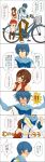  blood blue_hair blush comic couple highres kaito meiko mokoko_(m753) nosebleed skirt translated translation_request vocaloid 