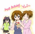  blush cake cat_ears daihii food food_on_face hirasawa_ui hirasawa_yui jealous k-on! multiple_girls nakano_azusa siblings sisters twintails 