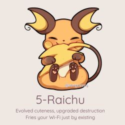  animal_focus blush closed_eyes closed_mouth english_text full_body no_humans pokemon pokemon_(creature) pokemon_focus raichu sevi_(seviyummy) simple_background sitting smile tail 