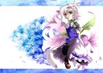  absurdres ayuko_(ayuco) braid flower highres izayoi_sakuya knife maid maid_headdress pantyhose short_hair silver_hair solo throwing_knife touhou twin_braids weapon 