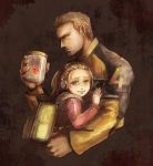  age_difference bag blonde_hair chuck_greene dead_rising dead_rising_2 father_and_daughter headphones hug jacket jar katey_greene nishi_yukari randoseru 