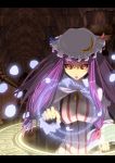  angry book crescent crescent_moon hat kurosu_masaru long_hair magic_circle patchouli_knowledge purple_hair red_eyes solo touhou you_gonna_get_raped 