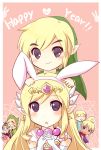  akamomo animal_ears aryll black_eyes black_hair blonde_hair bunny_ears earrings gloves hat highres jewelry kemonomimi_mode linebeck link long_hair nintendo pointy_ears princess_zelda tetra the_legend_of_zelda tingle toon_link twintails wind_waker 