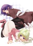  black_legwear blonde_hair blue_eyes highres kawagoe_pochi mary_janes merchant_(ragnarok_online) pantyhose purple_hair ragnarok_online shoes top-down_bottom-up 