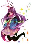  animal_ears bunny_ears crescent long_hair necktie new_year purple_hair red_eyes reisen_udongein_inaba scarf skirt solo sparkle tarako_supa thigh-highs thighhighs touhou very_long_hair 