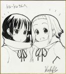  face k-on! kakifly monochrome shikishi smile tainaka_ritsu traditional_media 