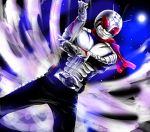  highres kamen_rider kamen_rider_super-1 kamen_rider_super-1_(series) nof pose scarf sky 