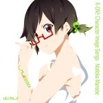  bad_id black_hair brown_eyes bust cover glasses hair_bobbles hair_ornament half_rim_glasses heart k-on! manabe_nodoka nanao red-framed_glasses semi-rimless_glasses short_hair simple_background solo under-rim_glasses 