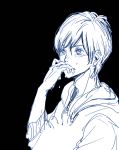  black crying lineart male monochrome short_hair simple_background solo tears vocaloid yuzuko 