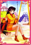  bishoujo_senshi_sailor_moon black_hair boots english happy heart hino_rei itou_ikuko jacket legs letter locket long_hair love_letter official_art outdoors outside playground sailor_mars scarf sitting smile swing translation_request turtleneck very_long_hair 
