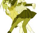  dual_persona fall falling goggles goggles_on_head gumi kneepits md5_mismatch mosaic_roll_(vocaloid) pantyhose skirt sunonono vocaloid 