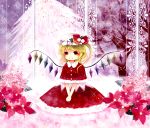  bad_id blonde_hair capelet christmas flandre_scarlet flower hands_together hat ichitaro side_ponytail solo the_embodiment_of_scarlet_devil touhou v_arms wings 