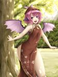  animal_ears china_dress chinese_clothes earrings hat highres hips jewelry mochi.f mystia_lorelei open_mouth pink_hair purple_eyes short_hair side_slit solo thighs touhou violet_eyes wings 