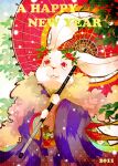  bad_id bunny bunny_ears japanese_clothes kimono new_year oriental_umbrella original pekomi rabbit umbrella unbrella 