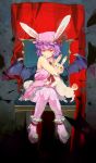  animal_ears bat_wings bunny bunny_ears bunny_tail highres necomater pantyhose pink_legwear red_eyes remilia_scarlet short_hair solo tail touhou wings 