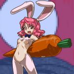  :d bow breasts bunny_ears carrot hairband navel open_mouth original pink_eyes pink_hair rohitsuka smile solo under_boob underboob 