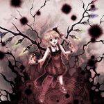  alternate_costume alternate_wings asymmetrical_clothes asymmetrical_clothing bare_shoulders blonde_hair flandre_scarlet jewelry magic_circle necklace ponytail red_eyes short_hair side_ponytail skyspace solo standing the_embodiment_of_scarlet_devil thighhighs touhou wings wrist_cuffs 