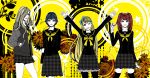  black_legwear genderswap jacket kujikawa_rise kuma_(persona_4) lips multiple_girls pantyhose persona persona_4 shirogane_naoto tatsumi_kanji thighhighs 