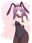  black_legwear blush bow bunny_ears bunnysuit original pantyhose saiuri solo 