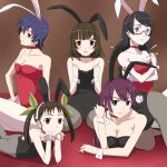  animal_ears bakemonogatari bare_shoulders black_hair black_legwear black_pantyhose blue_eyes blue_hair blush braid breasts brown_eyes bunny_ears bunny_girl bunny_tail bunnysuit cleavage cleevage hachikuji_mayoi hair_ribbon hairband hanekawa_tsubasa kanbaru_suruga long_hair lying monogatari_(series) multiple_girls orange_eyes pantyhose purple_hair red_eyes ribbon ribonzu sengoku_nadeko senjougahara_hitagi short_hair sitting smile spread_legs tail twintails white_legwear white_pantyhose wrist_cuffs 